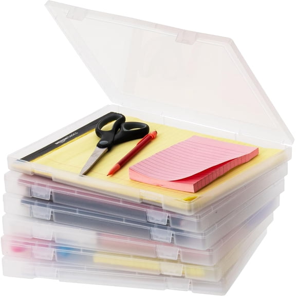 IRIS A4 File Box Paper Cases for Letter Paper, Portable & Stackable, Clear, 6Pk
