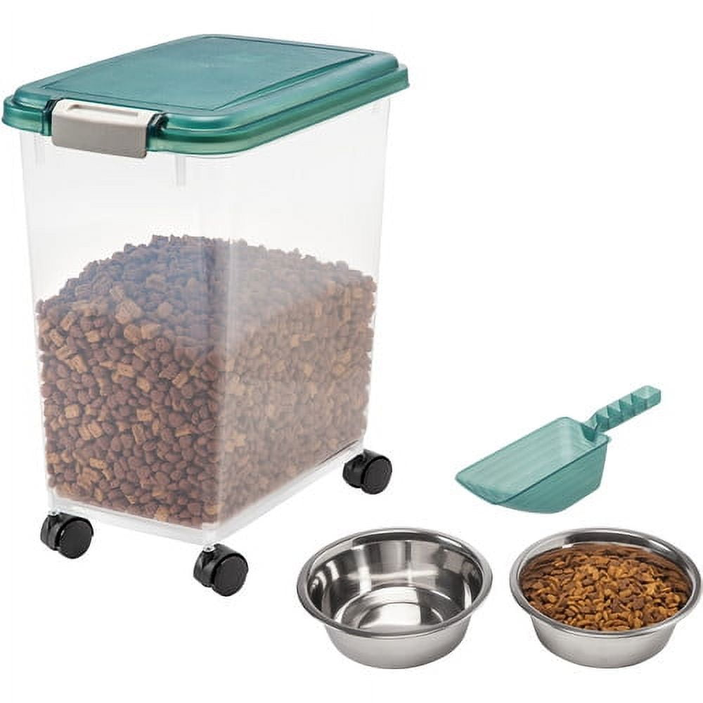 IRIS Airtight Pet Food Storage Starter Kit, Green, Green