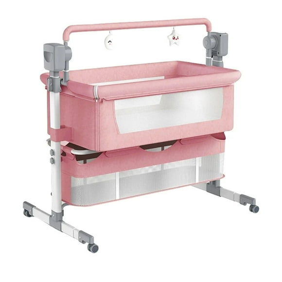 IRIS Baby Bassinet Bedside Sleeper Multifunctional Baby Bed, Adjustable Height, Cradle Style, Suitable for Infants Aged 0-24 months Pink