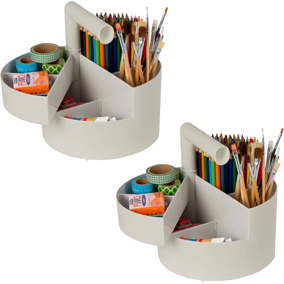 IRIS Desk Caddy Organizer with Built-In Handle for Markers, Pens, Arts & Crafts, Gray, 2Pk