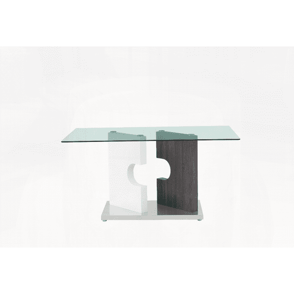 IRIS Dining Table | Two-Tone Pedestal Base | Stainless Steel Base Plate | Metal Supports | Seats Up to 6 | Assembly Required for Small Spaces