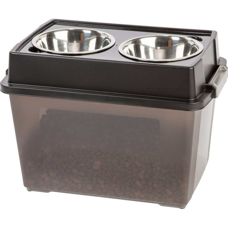 IRIS Elevated Feeder with Airtight Storage Raised Pet Cat Dog Food Dispenser Walmart