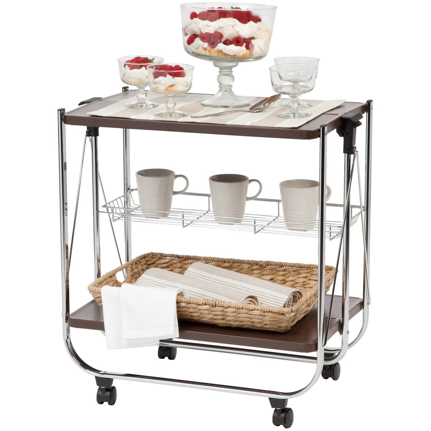 IRIS Foldable Serving Cart, Brown