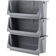 IRIS Jumbo Open Front Heavy Duty Storage Bins, Stacking, Dark Gray, 3Pk