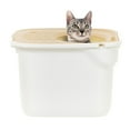 thumbnail image 1 of IRIS Large Top Entry Cat Litter Box | Litter Catching Lid Enclosure, White/Beige, 1 of 8
