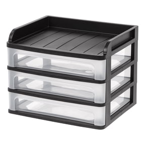 IRIS Medium 3-Drawer Desktop Organizer with Open Tray Top