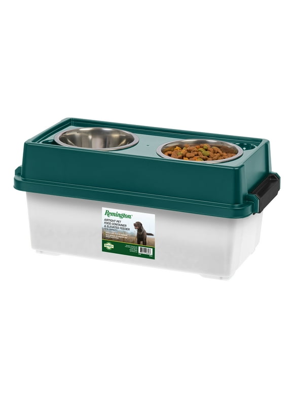 IRIS Remington 13lbs/12qt Medium Elevated Dog Food Bowl with Airtight Pet Food Storage Container, Green