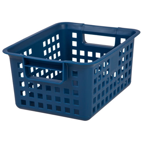 IRIS Small Plastic Storage Basket, Blue