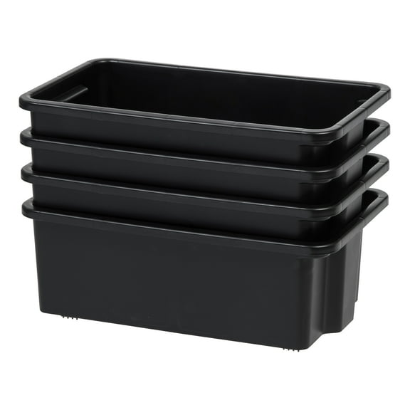 IRIS Small Stacking Storage Tray, 4 Pack, Black