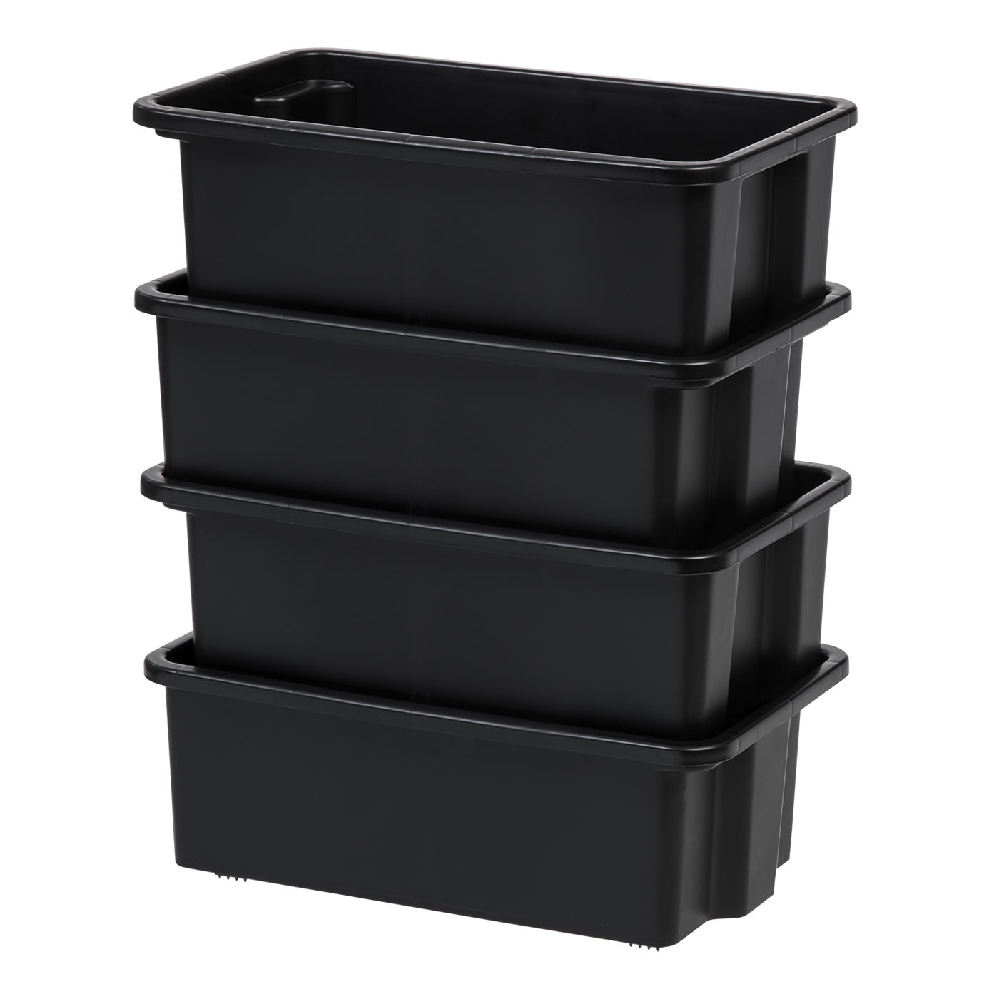 Black Matte Plastic Stacking Storage Trays, Set of 4