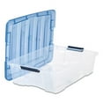 thumbnail image 1 of Iris Stack and Pull Latching Flat Lid Storage Box, 6.73 gal, 16.5" x 22" x 6.5", Clear/Translucent Blue (100364), 1 of 2