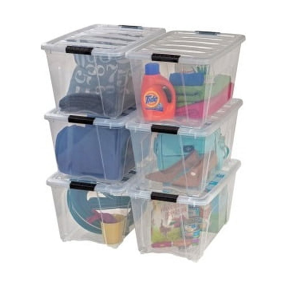 Clear Plastic Storage Box with Lid Carry Handle Small Large Tall Caddy  Container