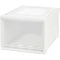 IRIS44qt Plastic Clear Stackable Shallow Storage Drawers Chest Box