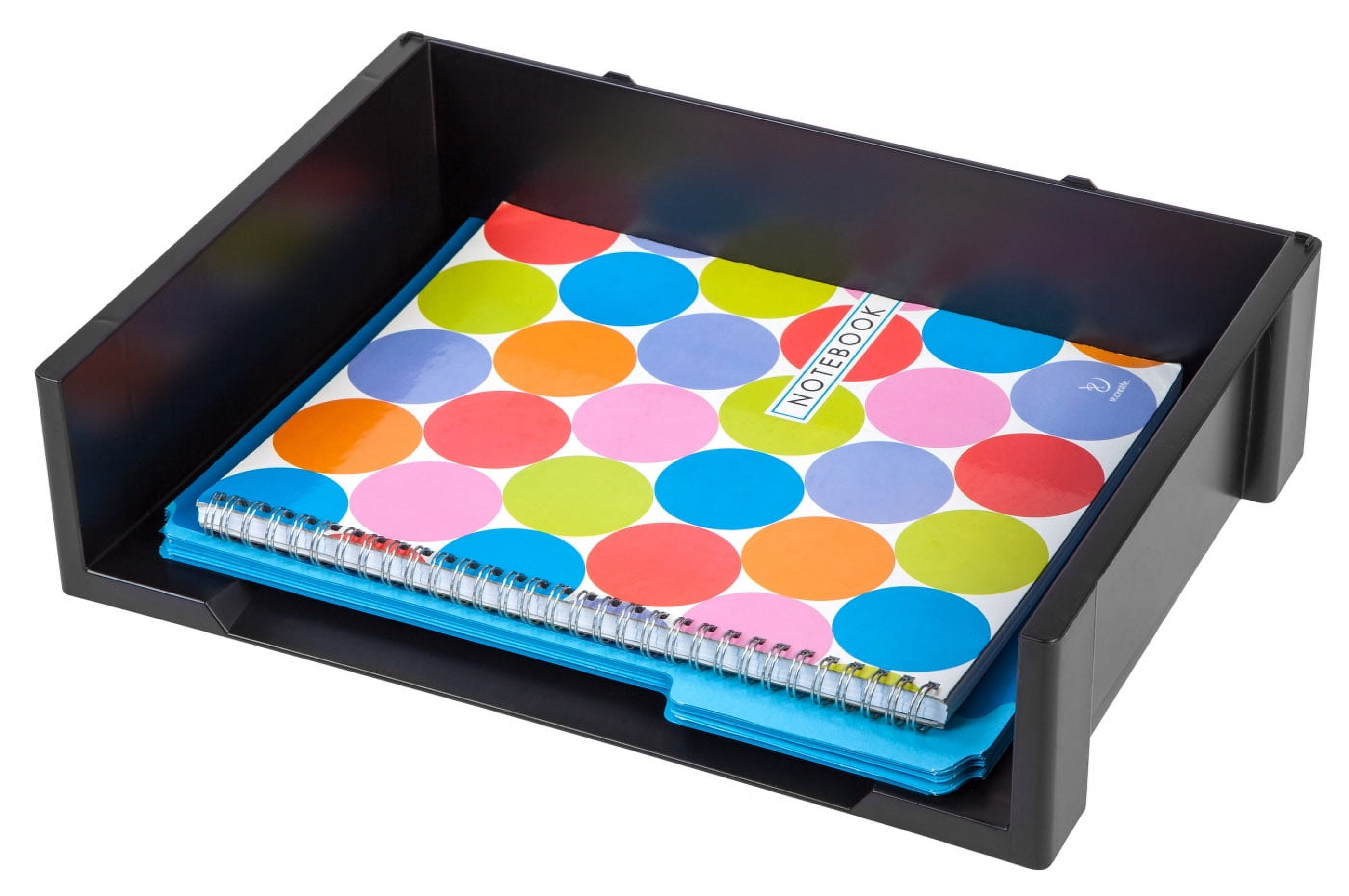 Black Stackable Plastic Letter Tray Organizer