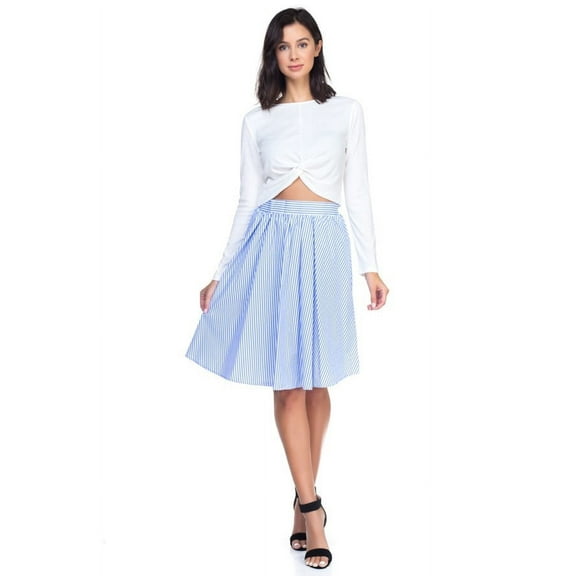 IRIS  Striped A-Line Knee Length Skirt