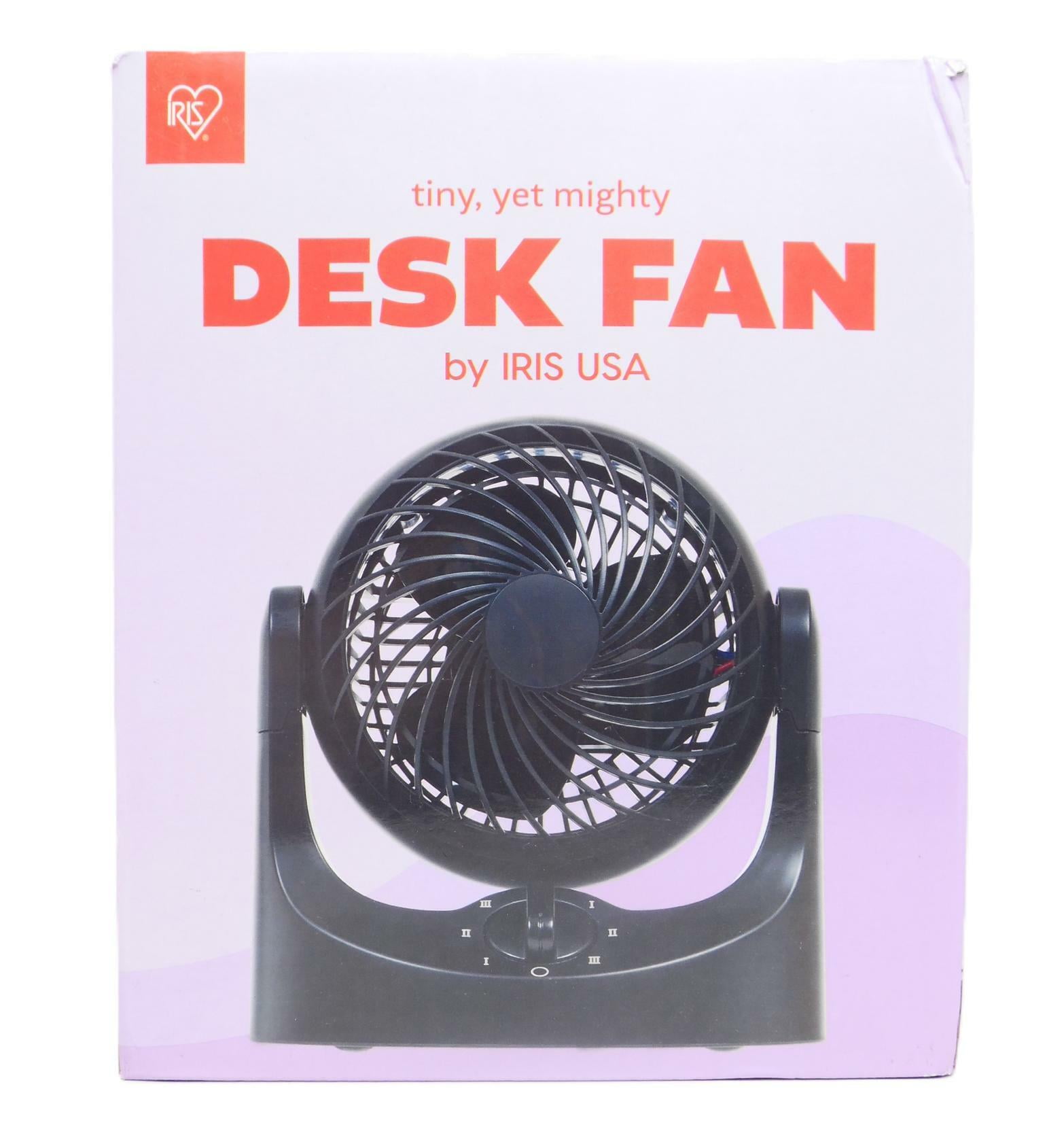 Black Compact Oscillating Desk Fan with Adjustable Tilt and 3 Speeds