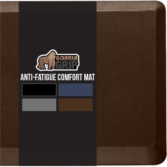 GORILLA GRIP Comfortable Cushioned Kitchen Mats, Waterproof and Stain Resistant Soft Top, 3/4 Inch Thick Ergonomic Standing Desk Anti Fatigue Mat, Foam Supports Ankles and Feet, 17x24, Brown