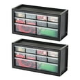IRIS USA 10 Drawer Parts Organizer Storage Black 2Pk