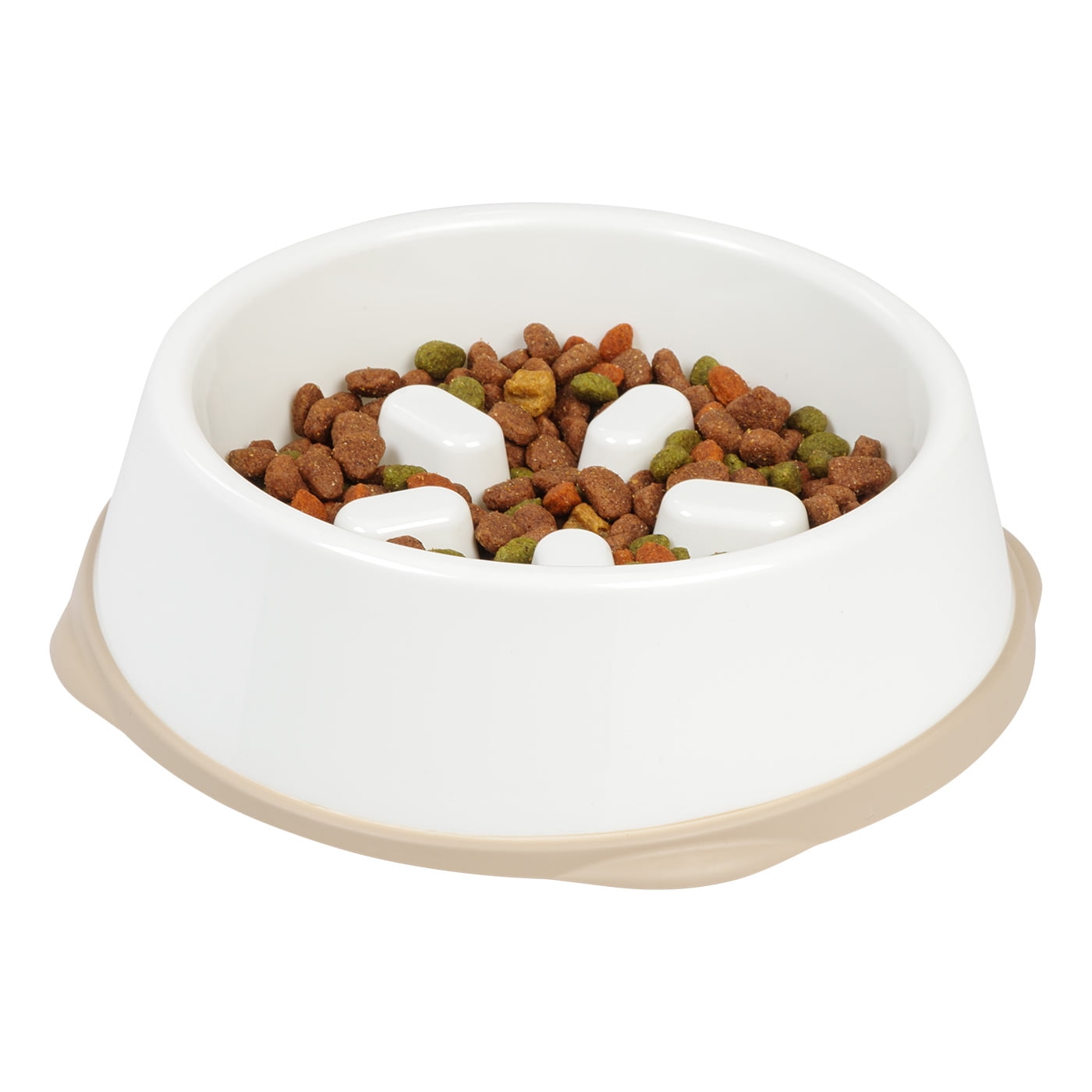 Iris USA Large Slow Feeding Bowl for Long Snouted Pets, White/Beige