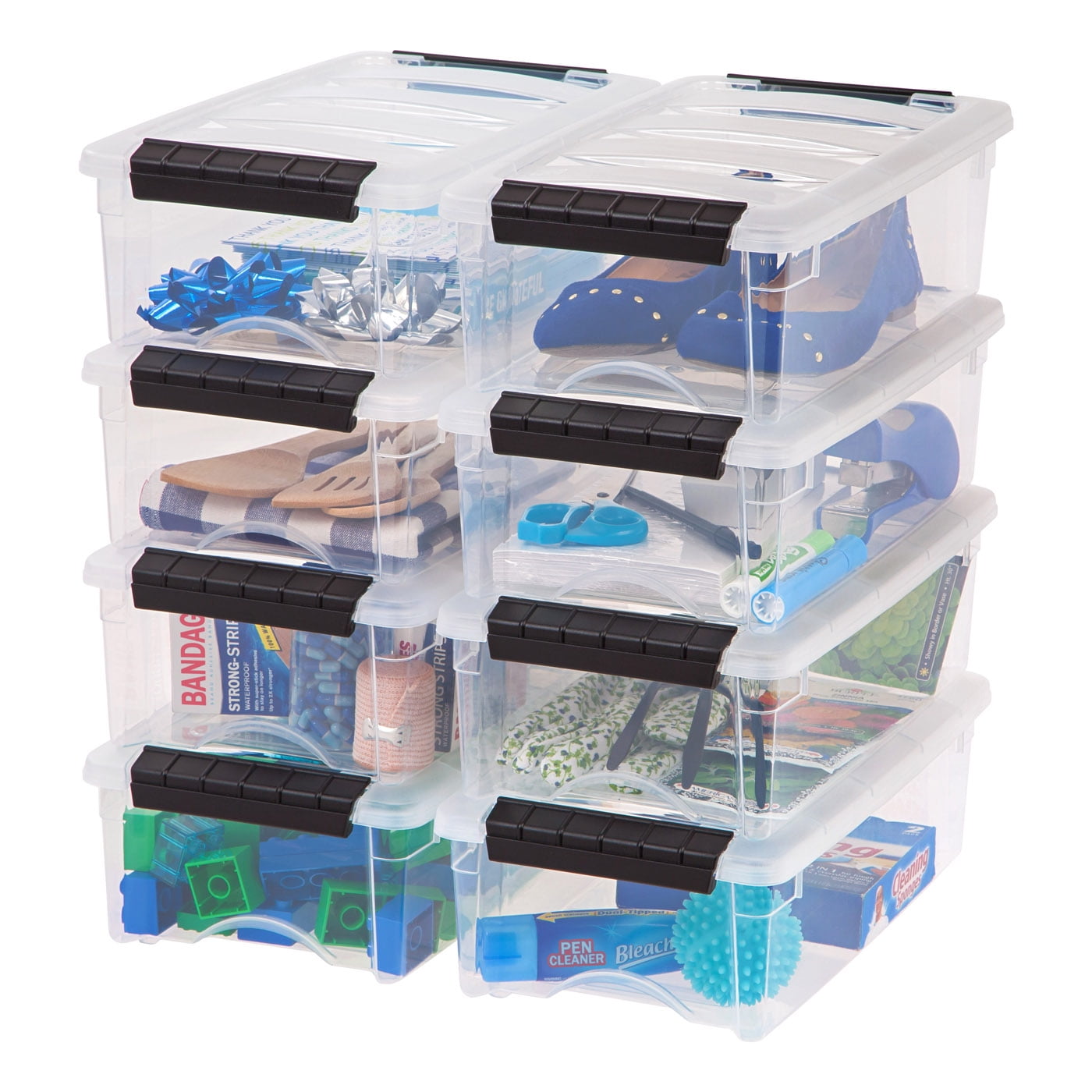 IRIS USA 13 Qt. (3 gal.) Stack & Pull™ Clear Plastic Storage Box with  Buckles, Gray