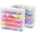 thumbnail image 1 of IRIS USA 10 Pack Large Plastic Art Craft Sewing Supply Organizer Storage Containers with Latching Lid, for Paint Brush, 12" Ruler, Pencil Case, Ribbons, Washi Tape, Ornaments, Stackable, Clear, 1 of 8