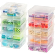 IRIS USA 10 Pack Small Plastic Hobby Art Craft Supply Organizer Storage Containers with Latching Lid, for Pencil Case, Crayon, Ribbons, Wahi Tape, Beads, Sticker, Yarn, Ornaments, Stackable, Clear