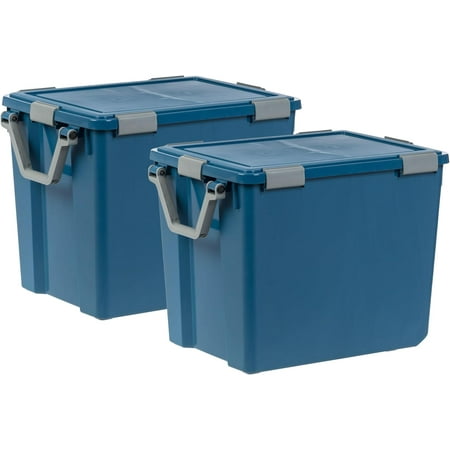 IRIS 103 Qt Storage Box with Gasket Seal Lid, 2Pk Heavy Duty Moving Containers with Tight Latch, Navy