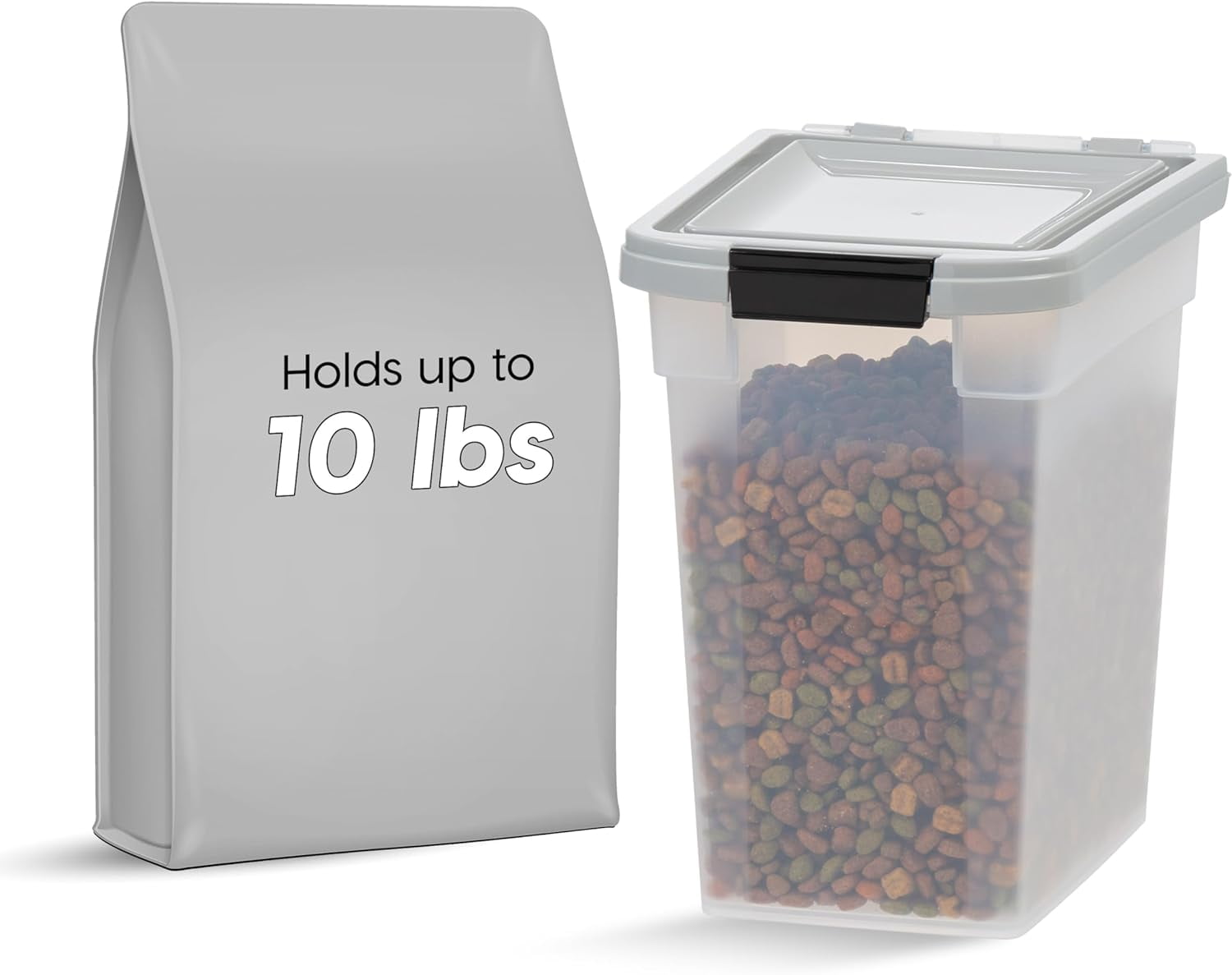 IRIS USA 10lbs 12.75qt/3.1gal Airtight Pet Food Storage Container, Gray