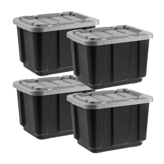 IRIS 11.5 Gal/46 Qt All-Weather Heavy-Duty Stackable Storage Plastic Bin Tote Container with Quick Snap Lid 20", 4Pk