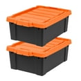 thumbnail image 1 of IRIS USA 11 Gallon Loackable Storage Totes with Lids, 2 Pack - Orange Lid, Heavy-Duty Durable Stackable Containers, Large Garage Organizing Bins Moving Tubs, Rugged Sturdy Equipment Utility Tool Box, 1 of 8