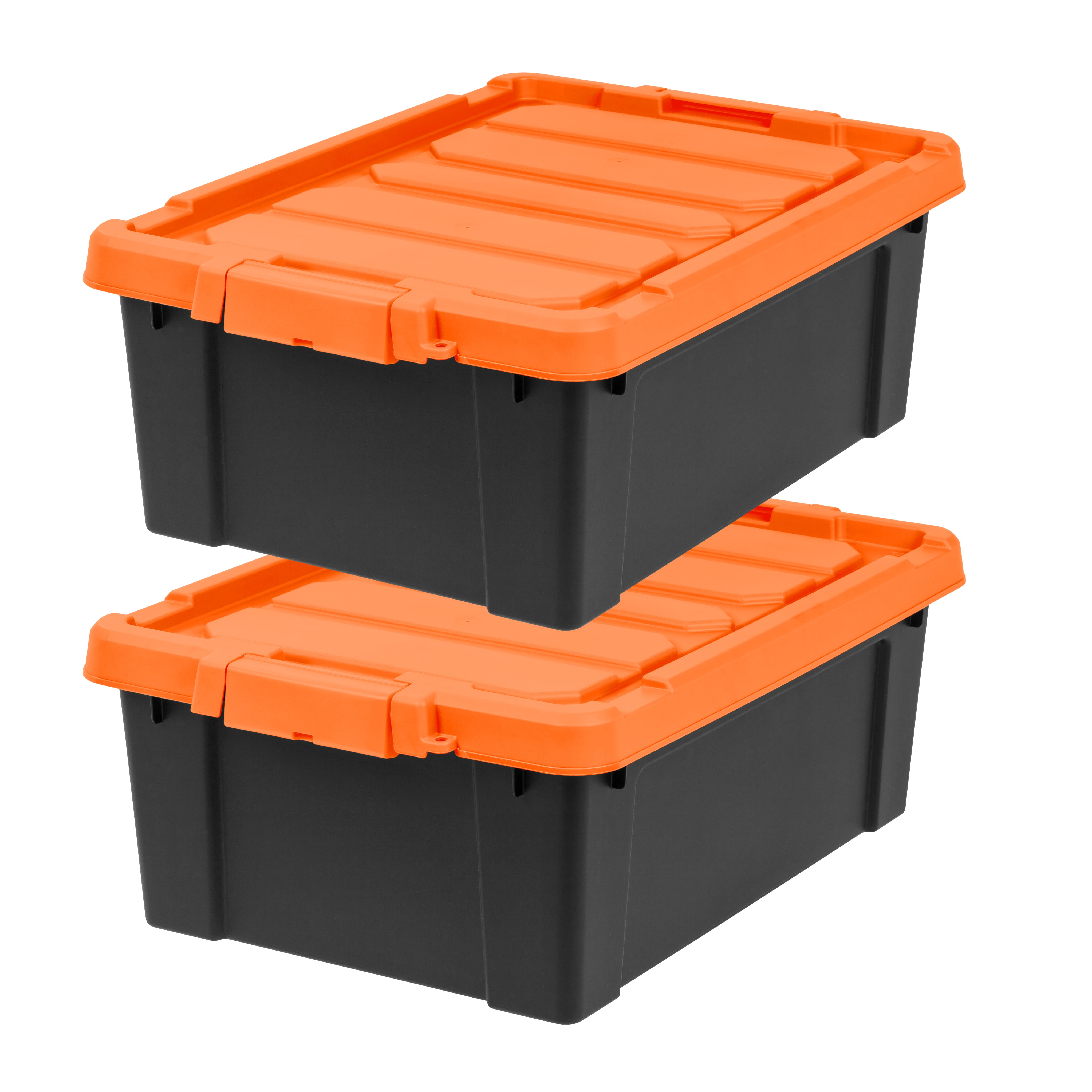 IRIS USA 11 Gallon Loackable Storage Totes with Lids, 2 Pack Orange