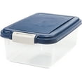 thumbnail image 1 of IRIS USA 11 Lbs /12 Qt WeatherPro Airtight Pet Food Storage Container, Dog Cat Bird and Other Pet Food Treats Storage Bin, Keep Fresh, Translucent Body, BPA Free, Stackable, Navy, 1 of 3