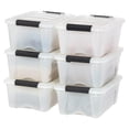 thumbnail image 1 of IRIS USA 13 Qt Storage Bin, Stackable Containers, Tote Organizers with Lids, Pearl, 6 Pack, 1 of 10