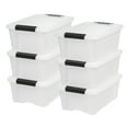 thumbnail image 1 of IRIS 13 Qt Stackable Plastic Storage Bins with Lids, Discreet- Pearl, 6Pk, 1 of 8