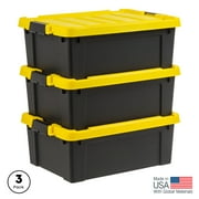 IRIS 12 Gallon Black Plastic Latching Storage Bin with Lid Tote, Plastic Storage Container with Lid, 3-Pack