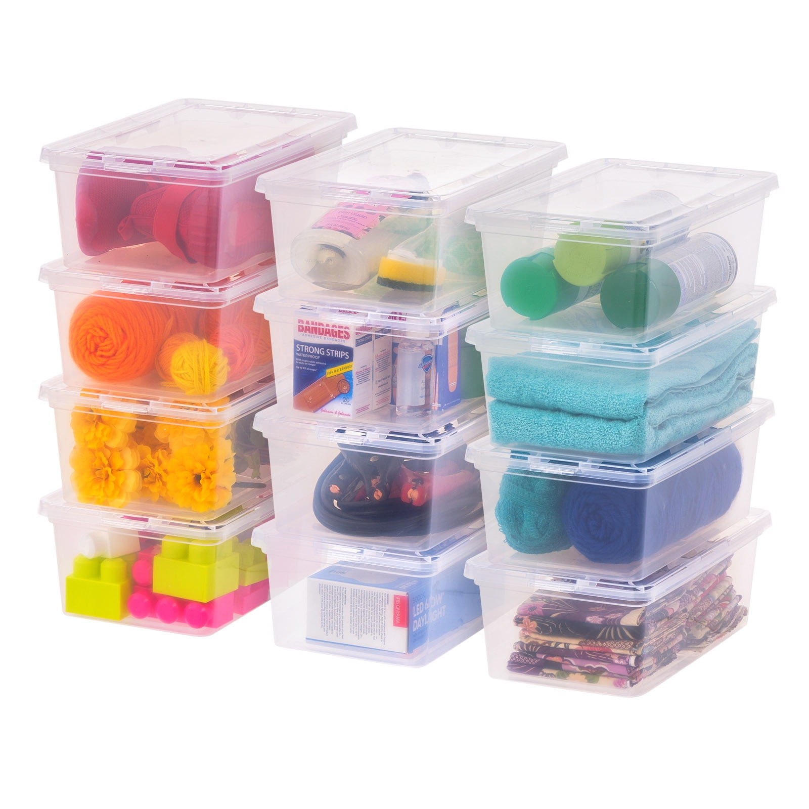 IRIS USA 6.7 Quarts Plastic Storage Container Bin with Latching Lid, 12  Pack, Nestable Box Tote Closet Game Organization Teacher Tools Art Supplies
