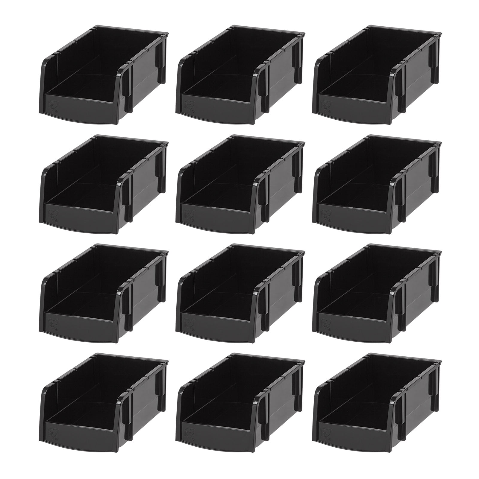 IRIS USA 12 Pack X-Small Plastic Open Front Stackable Storage Bin ...
