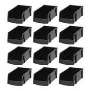 IRIS X-Small Plastic Open Front Stackable Storage Bin, Black, 12Pk