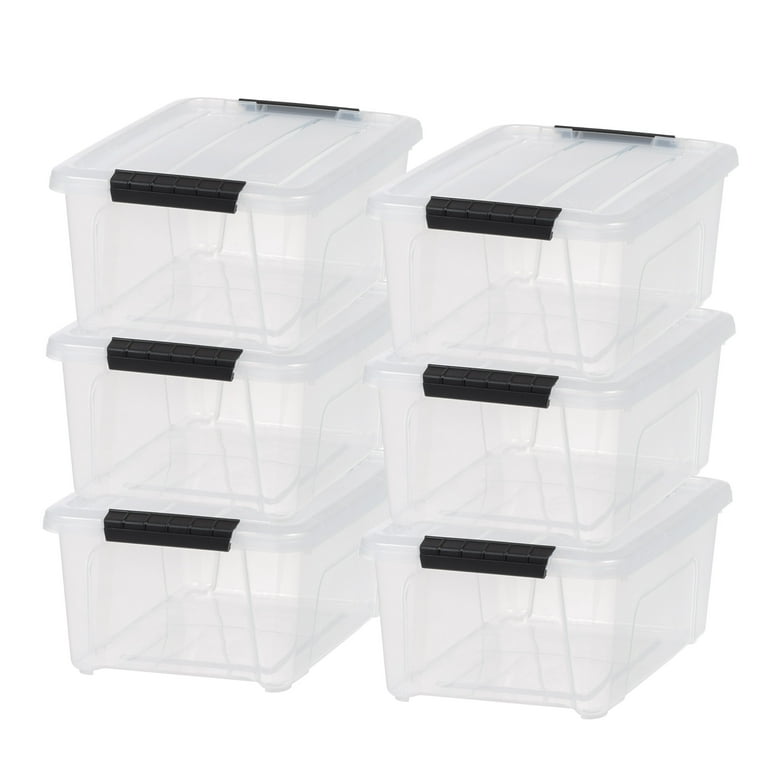 IRIS USA 13.5 Qt. Plastic Storage Bins with Lids Clear Latching Stackable Totes 6Pk Walmart