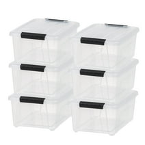 IRIS USA, 13.5 Qt. (3.3 Gal.) Clear Latch Box, Stackable Plastic Storage Bins with Lids, Set of 6