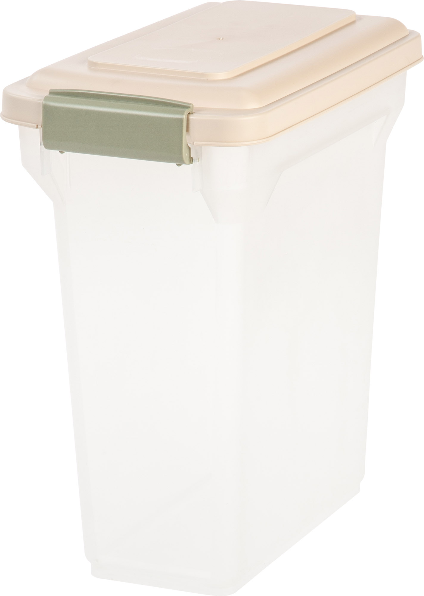 IRIS USA 13 Lbs / 15 Qt WeatherPro Airtight Pet Food Storage Container, for Dog Cat Bird and Other Pet Food Storage Bin, Pet Supplies, Keep Pests Out, Keep Fresh, BPA Free, Clear/Almond - image 1 of 5
