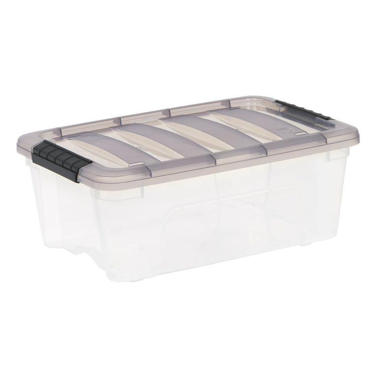 IRIS USA 13-Quart Stack & Pull Clear Plastic Storage Box, Gray