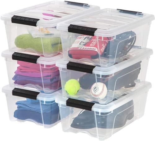 IRIS USA 13 Qt Stackable Plastic Storage Bins with Lids, 6 Pack - BPA ...