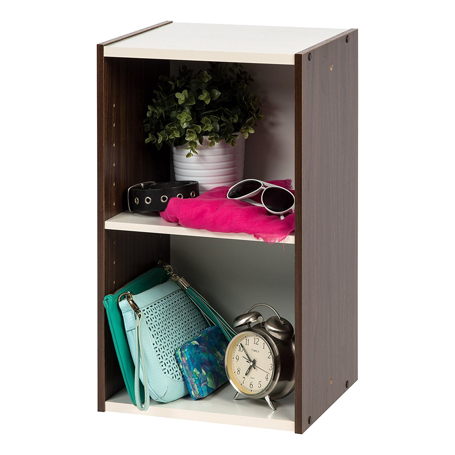 Walnut Brown Adjustable Slim Bookshelf for Space Efficiency
