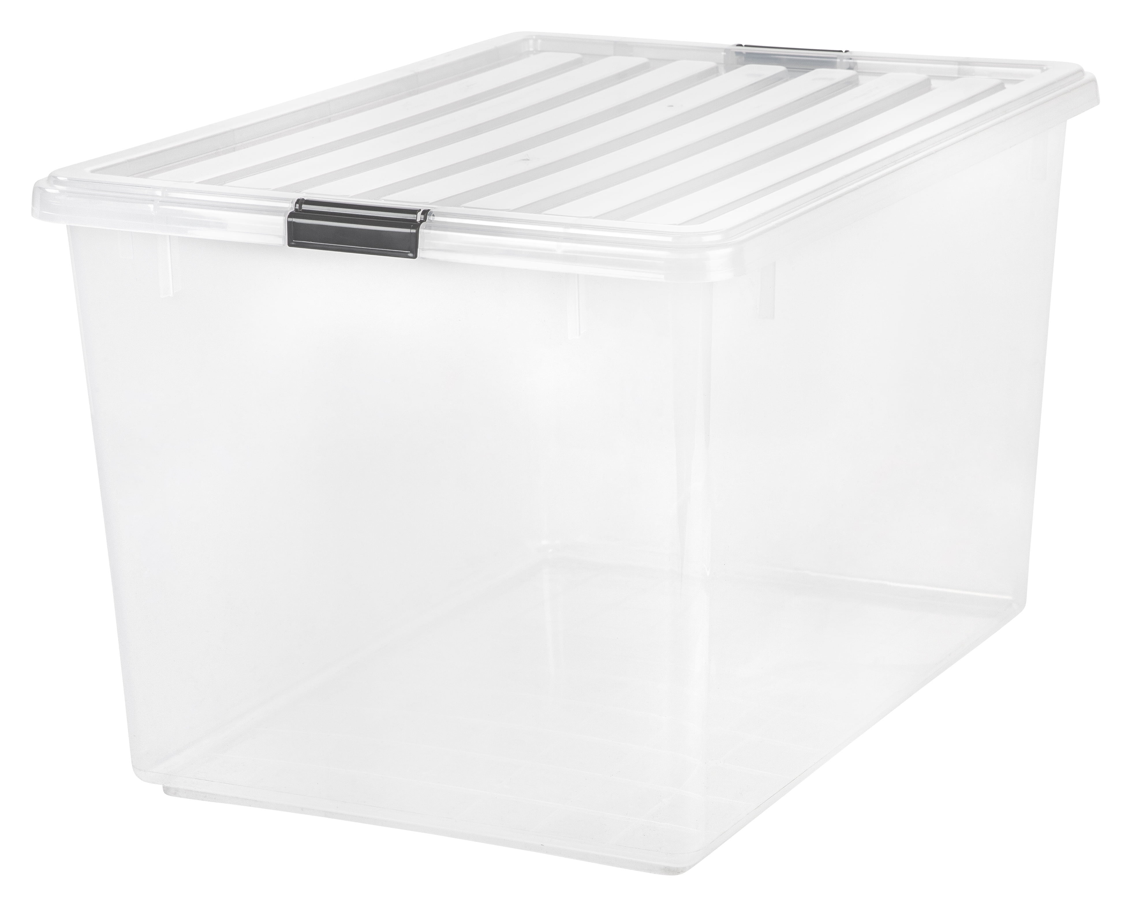 Clear 33 Gallon Stackable Plastic Storage Box with Buckle Lid