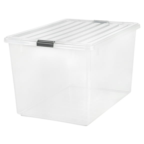 IRIS USA 132 Quart/36 Gal. Stackable Plastic Storage Bins with Lids and Latching Buckles, 1 Pack - Clear, Containers with Lids, Durable Nestable Closet, Garage, Totes, Tubs Boxes Organizing