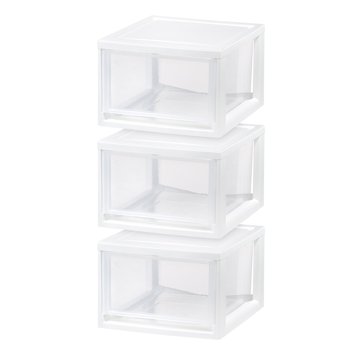 White Stackable Plastic Storage Drawers, 3-Pack