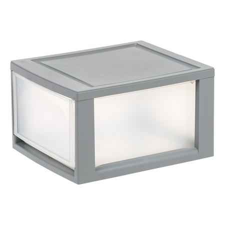 IRIS USA, 14.5QT Plastic Storage Modular Stacking Drawer - Elephant Gray