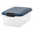 thumbnail image 1 of IRIS USA 14 Lbs /15 Qt WeatherPro Airtight Pet Food Storage Container, Dog Cat Bird and Other Pet Food Treats Storage Bin, Keep Fresh, Translucent Body, BPA Free, Stackable, Navy, 1 of 1
