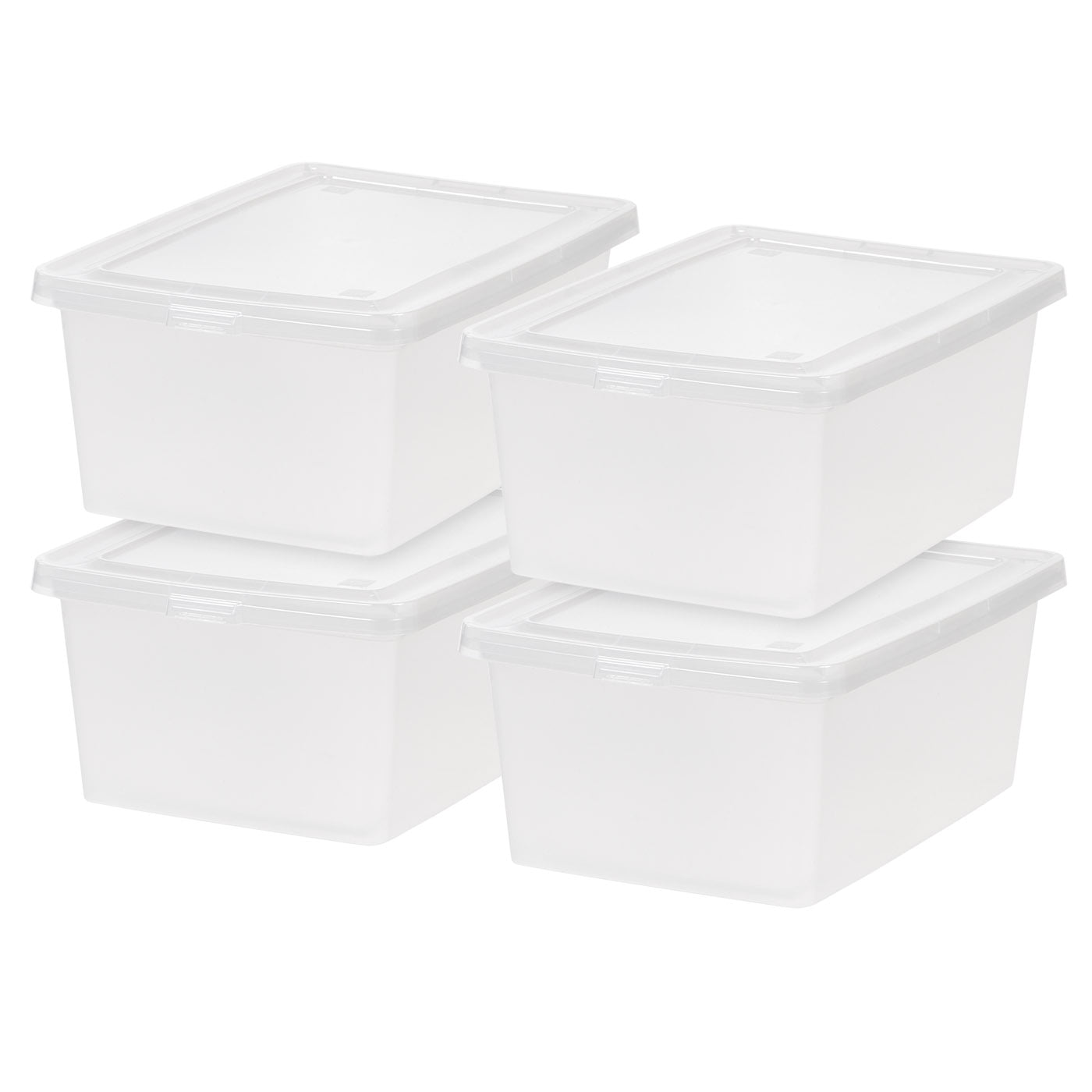 Clear Plastic Stackable Lidded Storage Box Set, 14.5qt